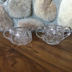 American Brilliant Cut Glass Creamer and Open Sugar